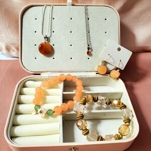 Elegant Peach and Gold Jewelry Set